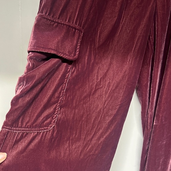 Universal Thread Velour Maroon Wide Leg Pants - Picture 3 of 13